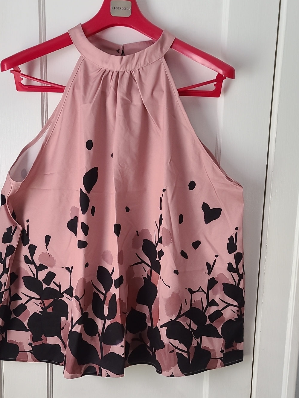 SHEIN Pink Halter Floral Print Blouse